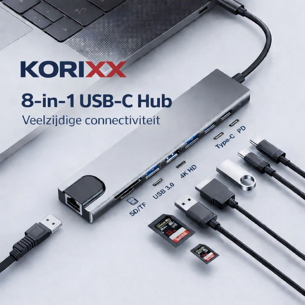 KORiXX™ Pro 8-in-1 USB-C Hub